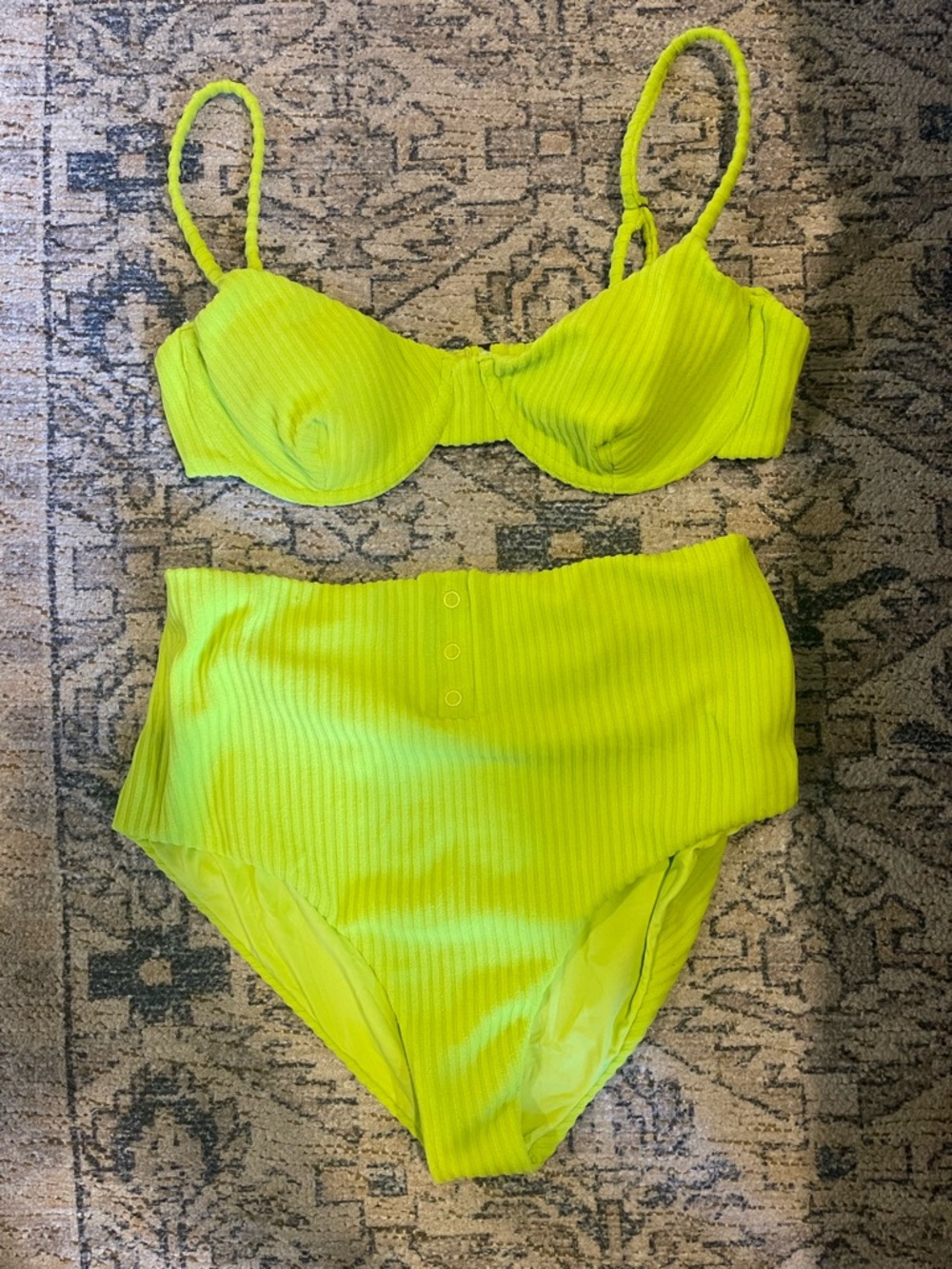 Andie Neon Ribbed Two-Piece Bikini Set